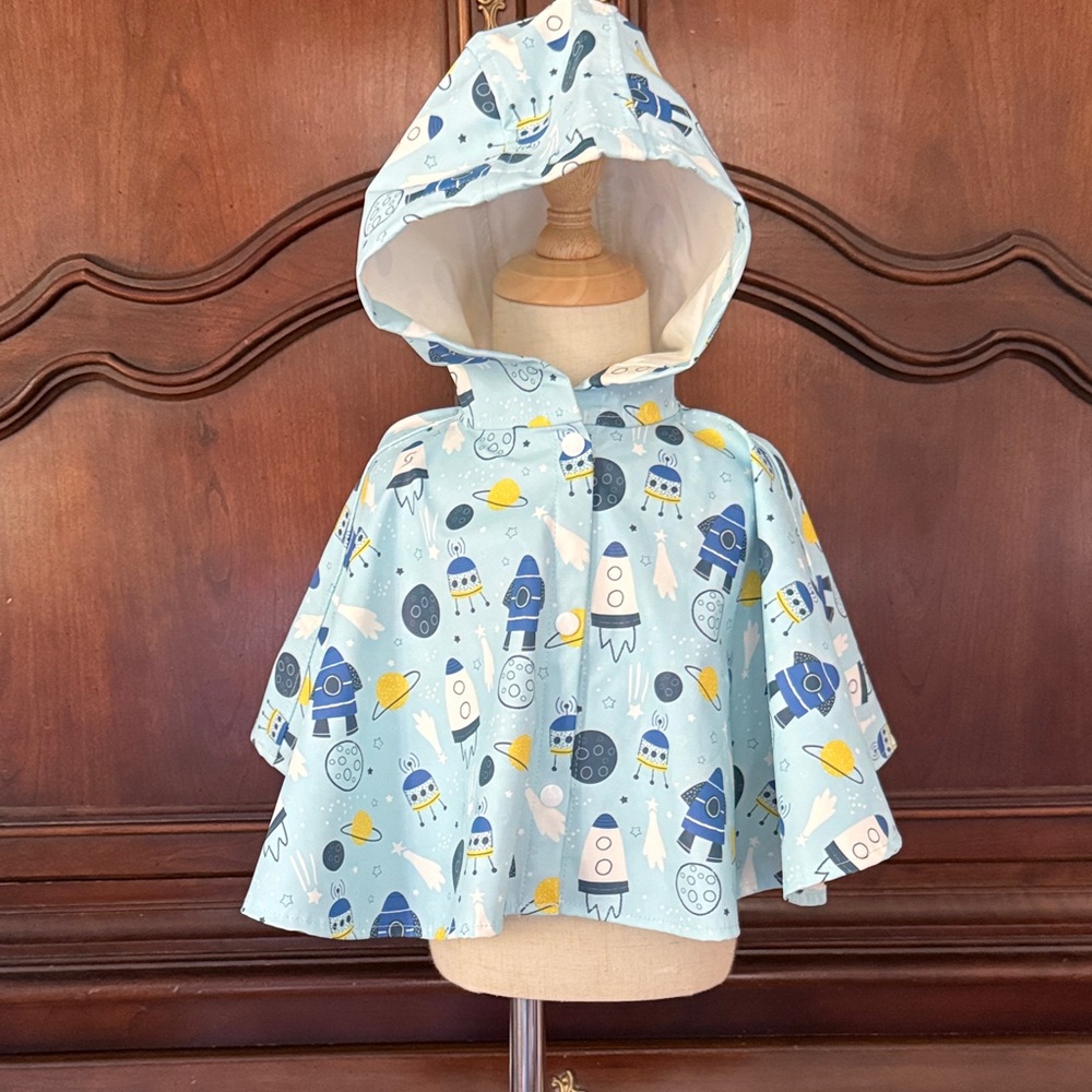 Freddi & Eddie Rocket Space Print Hooded Rain Poncho Toddler
